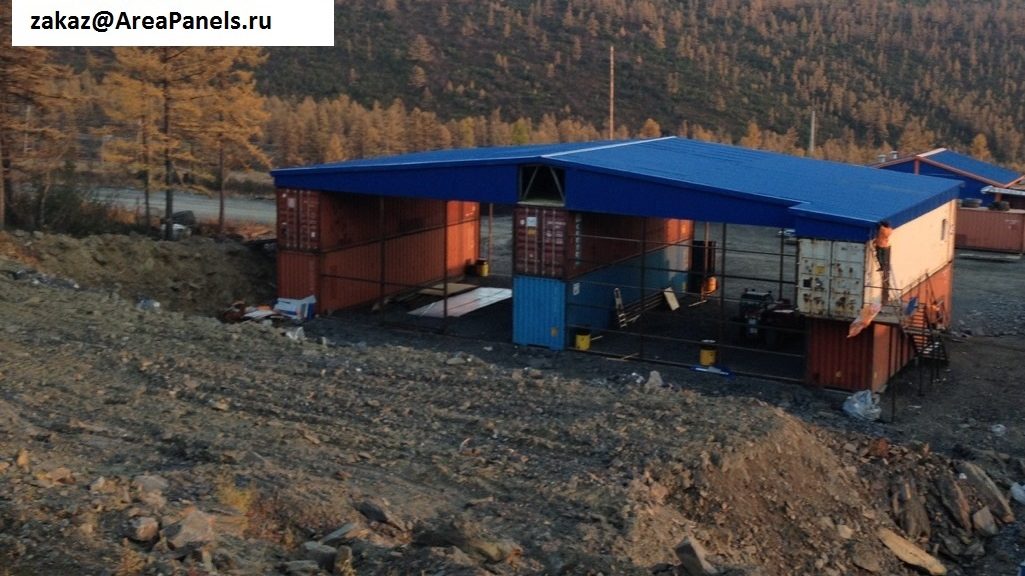 Здание из контейнеров с облегченной кровлей Магадан