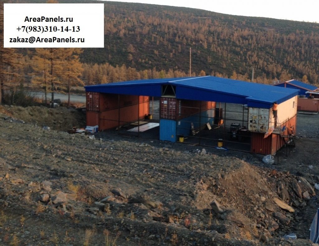 Здание из контейнеров с кровлей ЛСТК для Магадан.